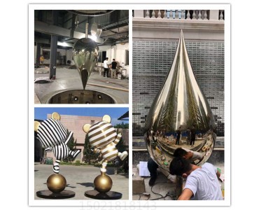 苏州简约风 电镀金不锈钢雕塑 水滴摆件